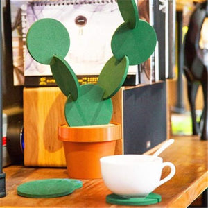 Cute Creative Coaster Mat Cactus Potted Plants Shape Cup Mat Heat Insulation Pad Table Decoration Kitchen Accessories