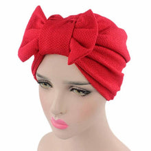 Solid Knitted hat Women Bow Hat Beanie Scarf Turban Head Wrap Cap For bandana bowknot Wrap hat Cap