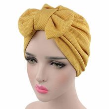 Solid Knitted hat Women Bow Hat Beanie Scarf Turban Head Wrap Cap For bandana bowknot Wrap hat Cap