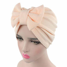 Solid Knitted hat Women Bow Hat Beanie Scarf Turban Head Wrap Cap For bandana bowknot Wrap hat Cap
