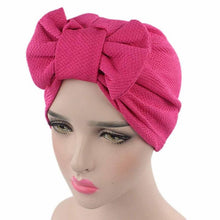 Solid Knitted hat Women Bow Hat Beanie Scarf Turban Head Wrap Cap For bandana bowknot Wrap hat Cap