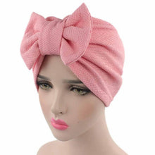Solid Knitted hat Women Bow Hat Beanie Scarf Turban Head Wrap Cap For bandana bowknot Wrap hat Cap