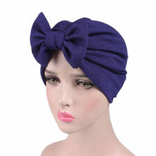 Solid Knitted hat Women Bow Hat Beanie Scarf Turban Head Wrap Cap For bandana bowknot Wrap hat Cap