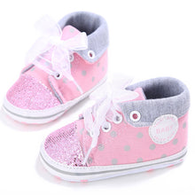 2017 Glitter Baby Girl Sequins Canvas High Cut Lace-up Shoes Sneakers Anti-slip Soft Sole Toddler Spring Shoes for Girls