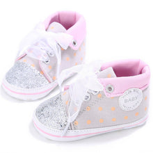 2017 Glitter Baby Girl Sequins Canvas High Cut Lace-up Shoes Sneakers Anti-slip Soft Sole Toddler Spring Shoes for Girls