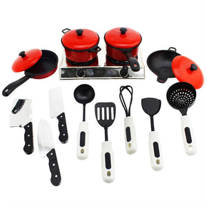 13pcs Kitchen Toys Set Mini Kitchenware Tableware Utensils Pots Stove Cooking Food Fun Cookware for Kids