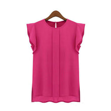 1PC Womens Casual Loose Chiffon Short Tulip Sleeve Blouse Shirt Tops