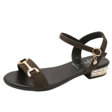 Women Low Heel Anti Skidding Beach Cross Strap Shoes Sandals Round-toe Sandals